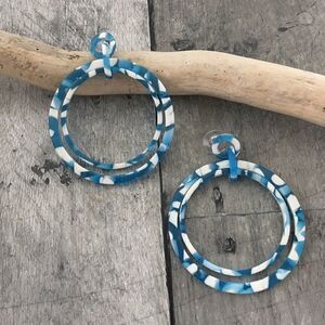 Tortoise Blue Acrylic Double Hoop Earrings